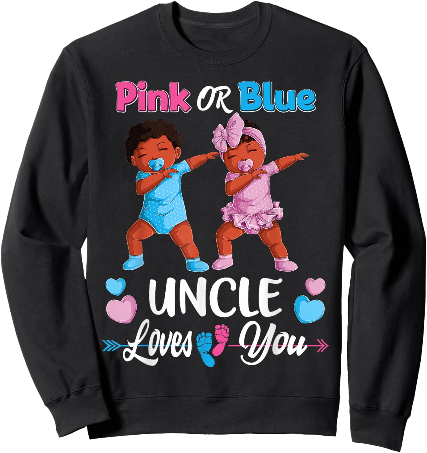 Pink Or Blue Uncle Loves You Black Baby Gender Reveal Party Small Sweatshirt - Sweatshirt | Black
