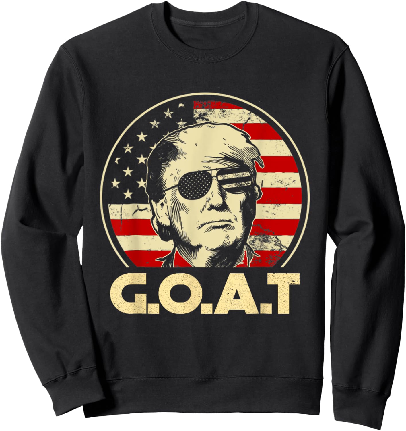 Trump GOAT 45th Presidential Circle Back Election 2024 Sweatshirt - Sweatshirt | Black