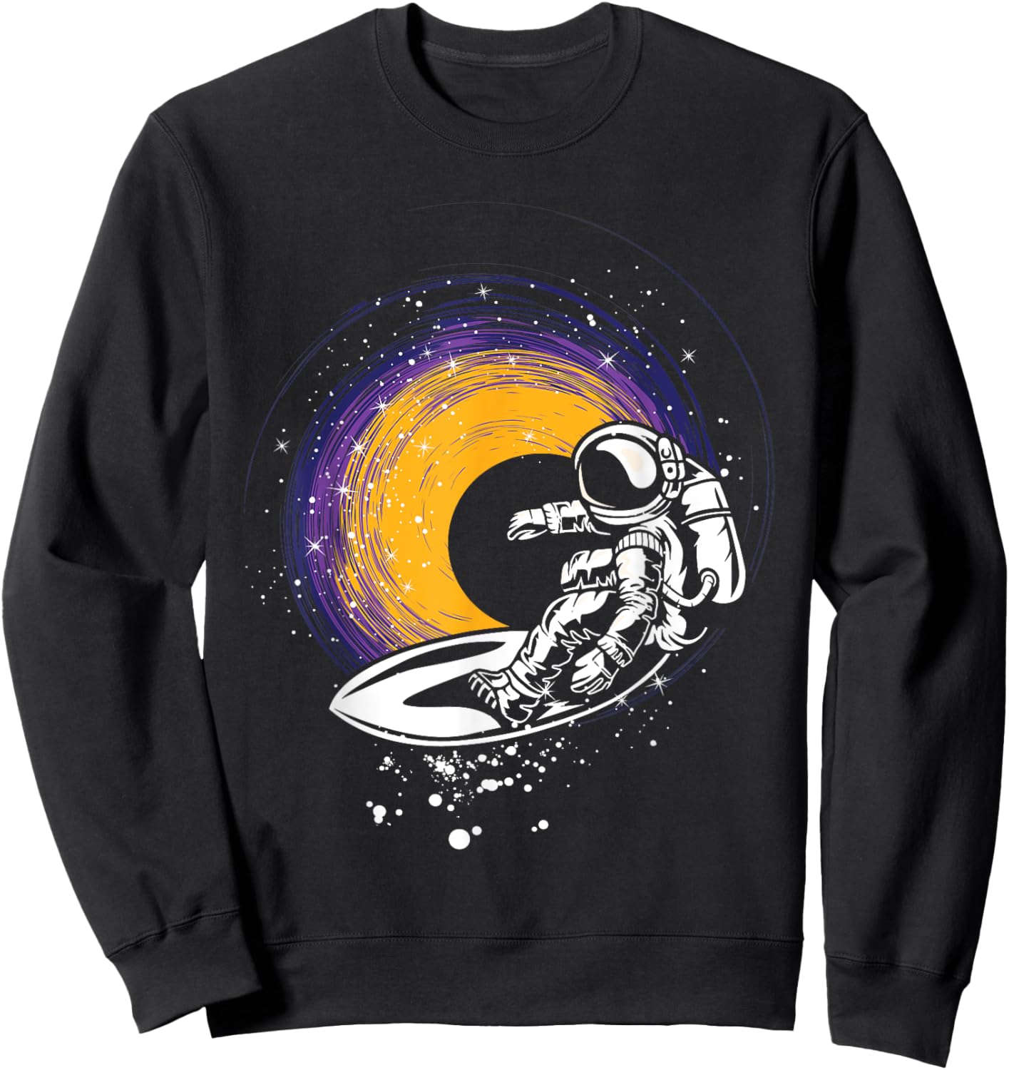 Surfing Astronaut - Galaxy Planets Space Spaceship Sweatshirt - Sweatshirt | Black