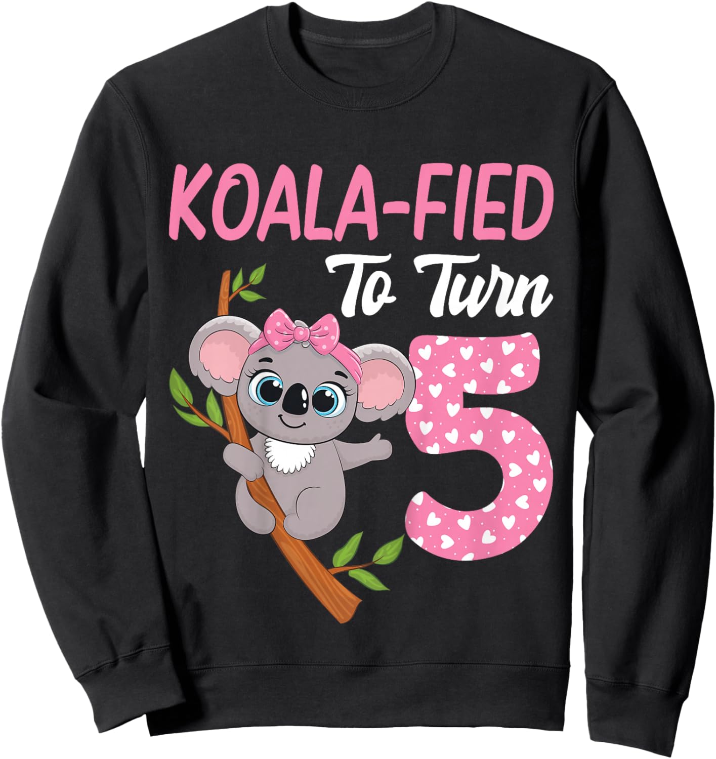 5 Year Old Koala 5th Birthday Party Animal Koala Lover Sweatshirt - Sweatshirt | Black