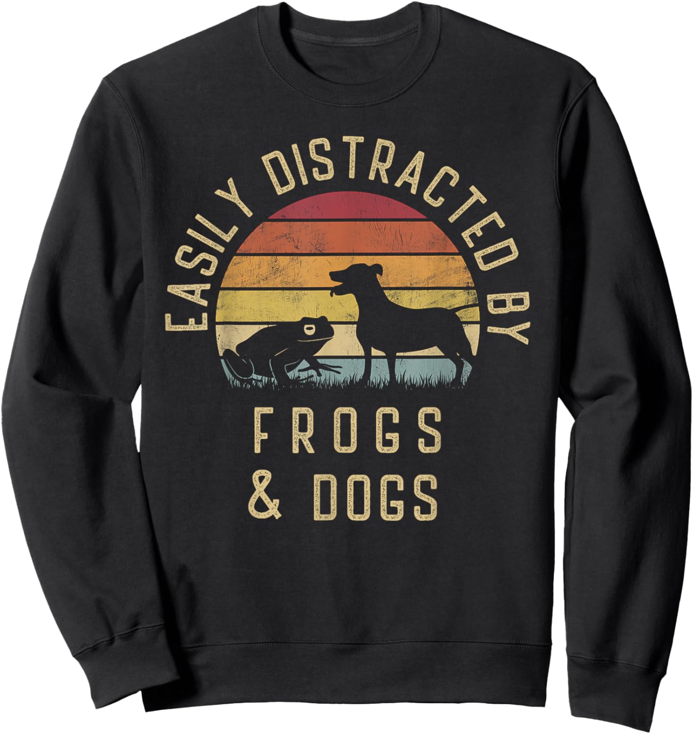 Easily distracted by Frogs and dogs I like heart Frog dog Men Women Girls Kids Sweatshirt - Sweatshirt | Black