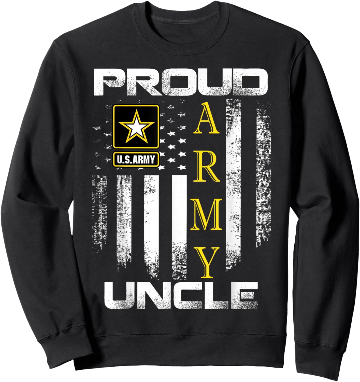 Vintage Proud Army Uncle with American Flag Gift Sweatshirt - Sweatshirt | Black