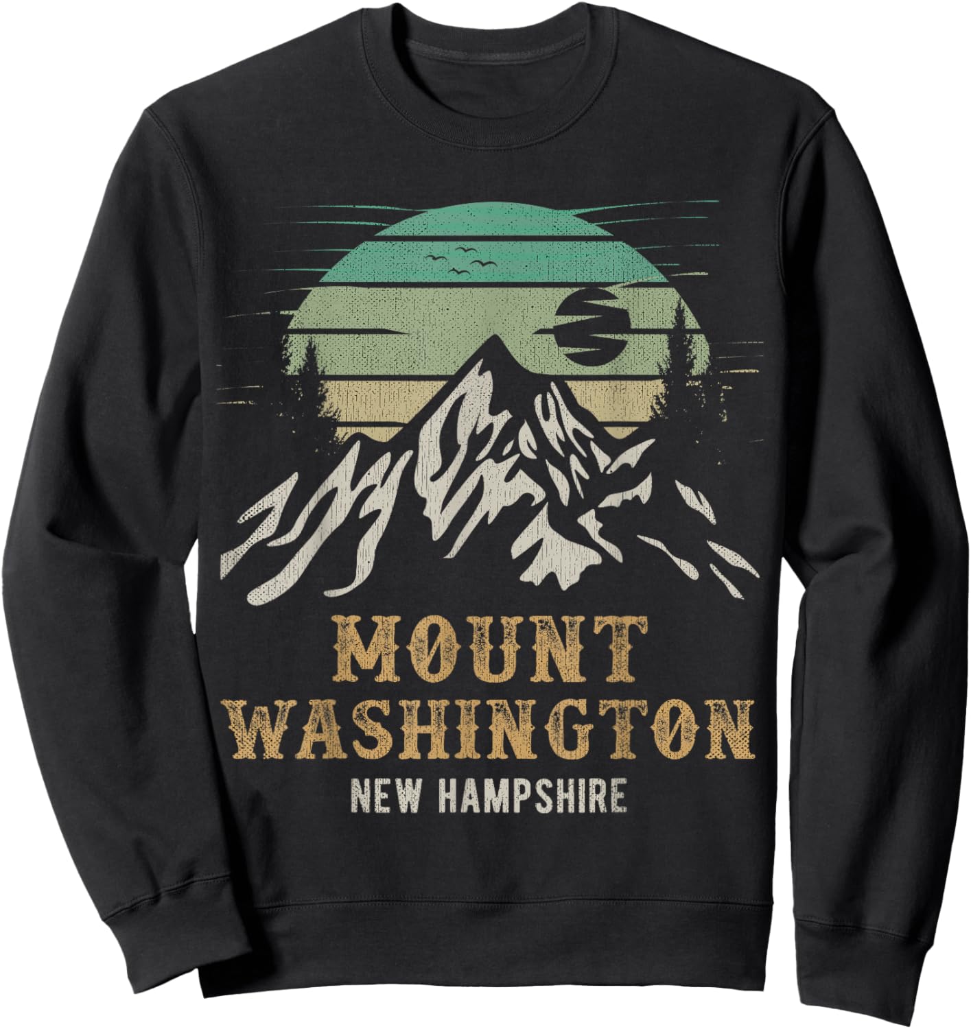Retro Mount Washington NH Merchandise Hiking Mt Washington Sweatshirt - Sweatshirt | Black
