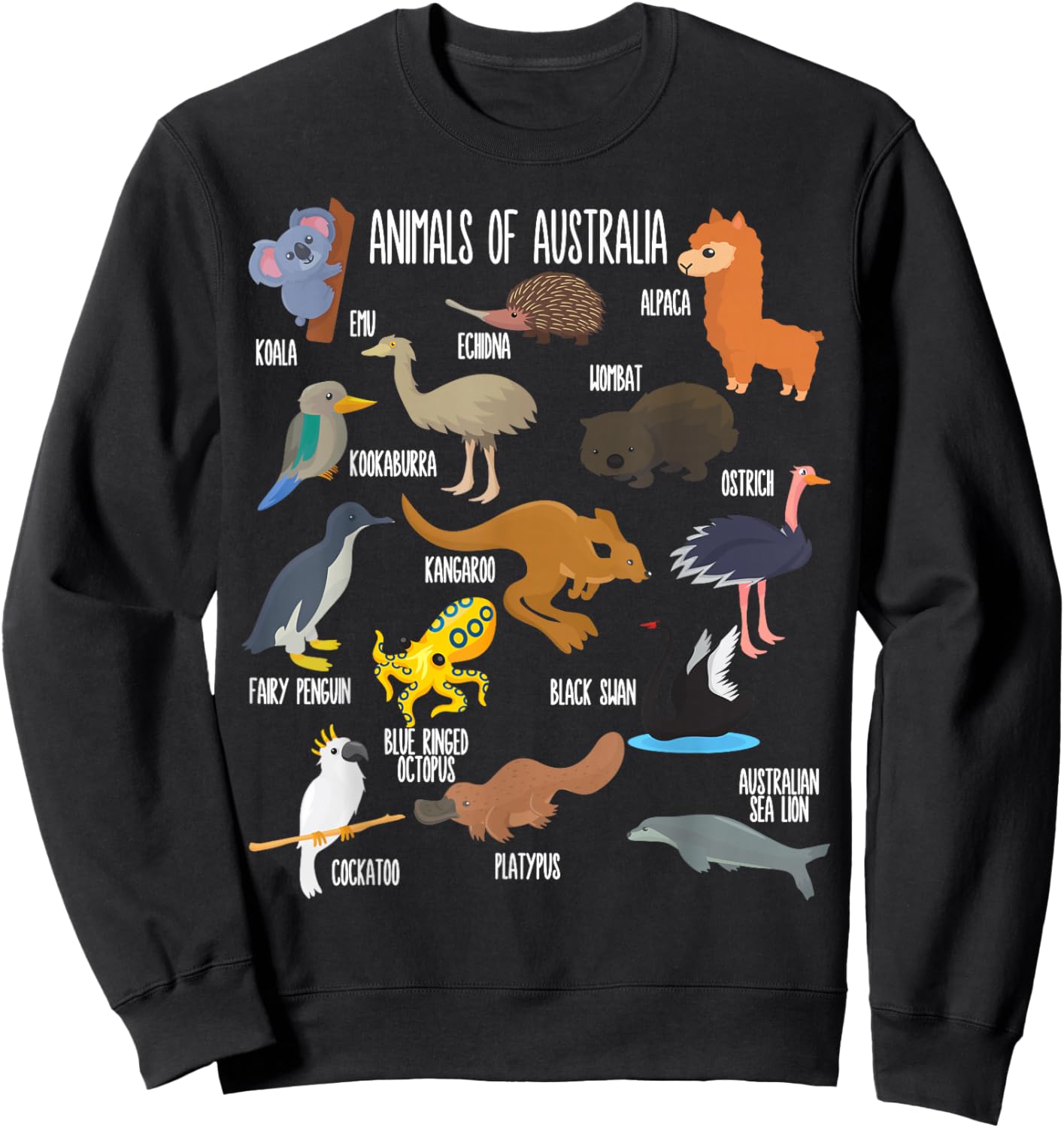 Animals of Australia Education Australian Animals Zoology Sweatshirt - Sweatshirt | Black