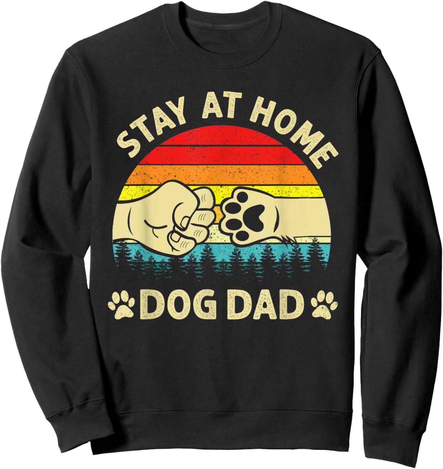 Vintage Stay at Home Dog Dad Retro Dog Lovers Father's Day Women Sweatshirt - Sweatshirt | Black