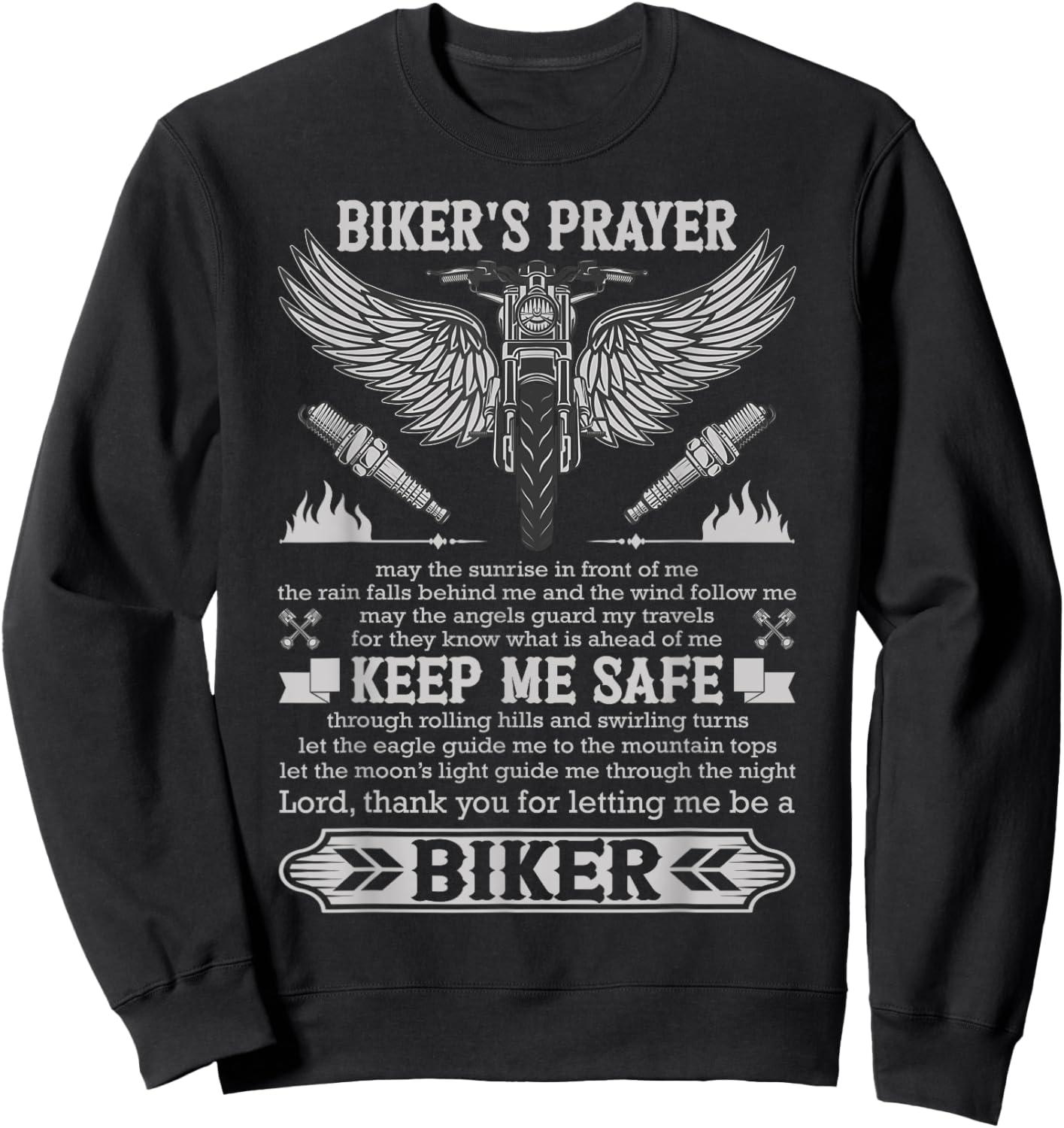 Bikers Prayer Shirt Biker Stuff Motorcycle Rider Vintage Sweatshirt - Sweatshirt | Black