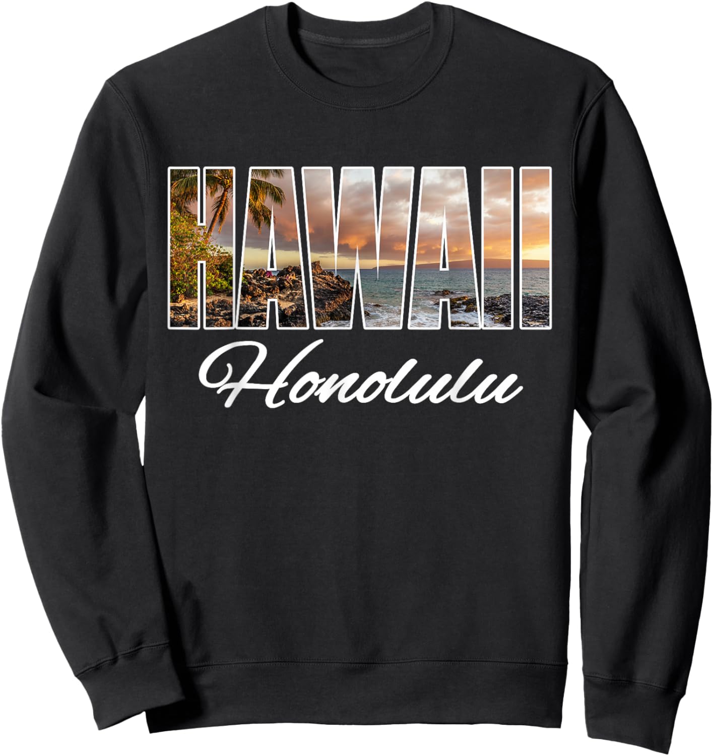 Hawaii Honolulu Surfing Beach Hawaiian Island Sweatshirt - Sweatshirt | Black