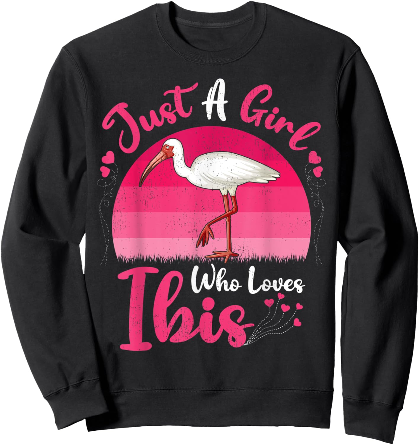 Vintage Ibis Bird Lover Just A Girl Who Loves Ibis Sweatshirt - Sweatshirt | Black