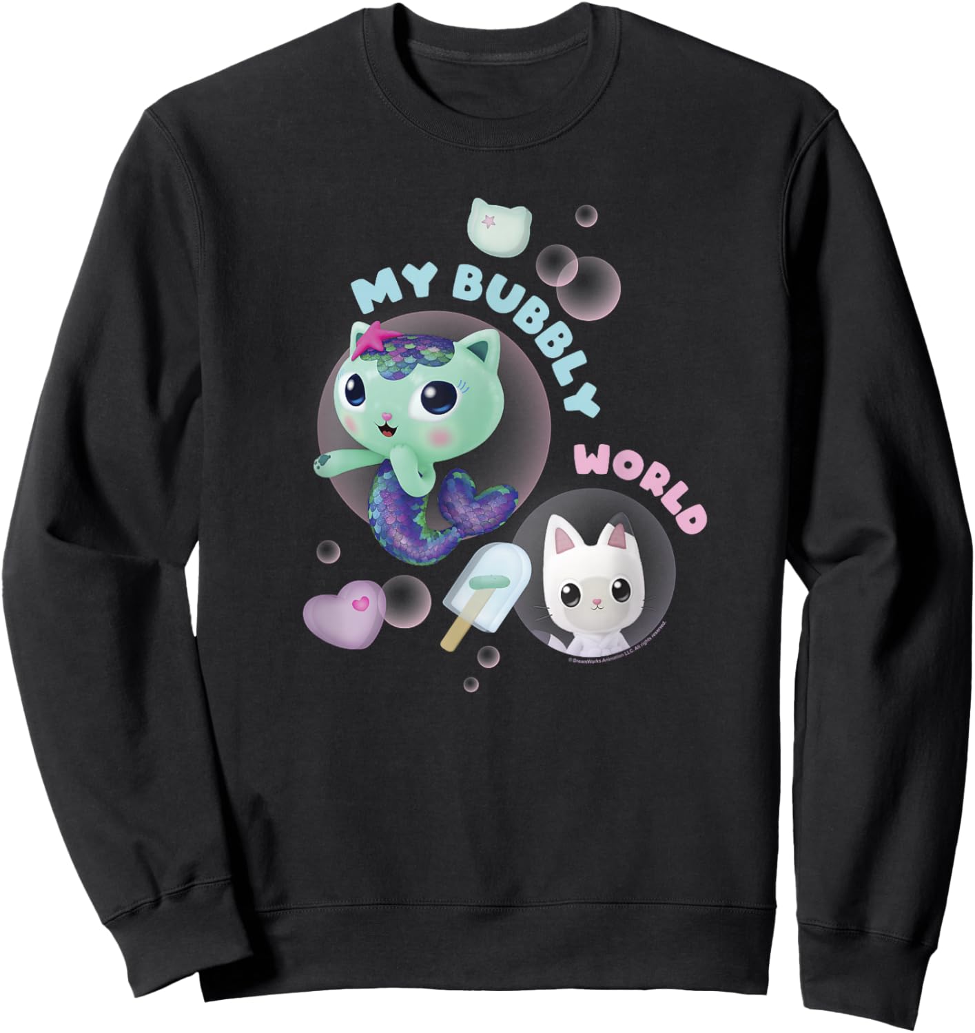 Gabby's Dollhouse MerCat and Pandy Bubbly World Sweatshirt - Sweatshirt | Black