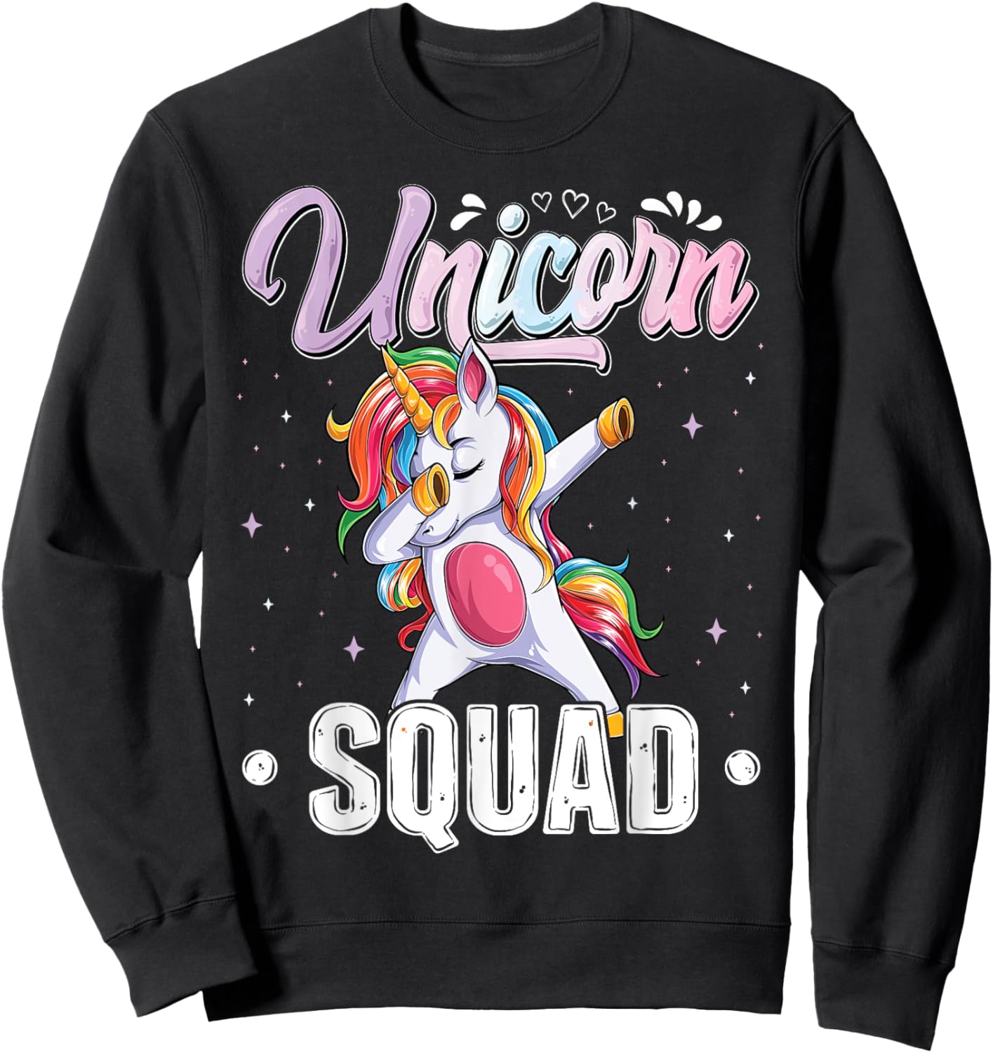 Unicorn Birthday party matching Set Family Unicorn Squad Sweatshirt - Sweatshirt | Black