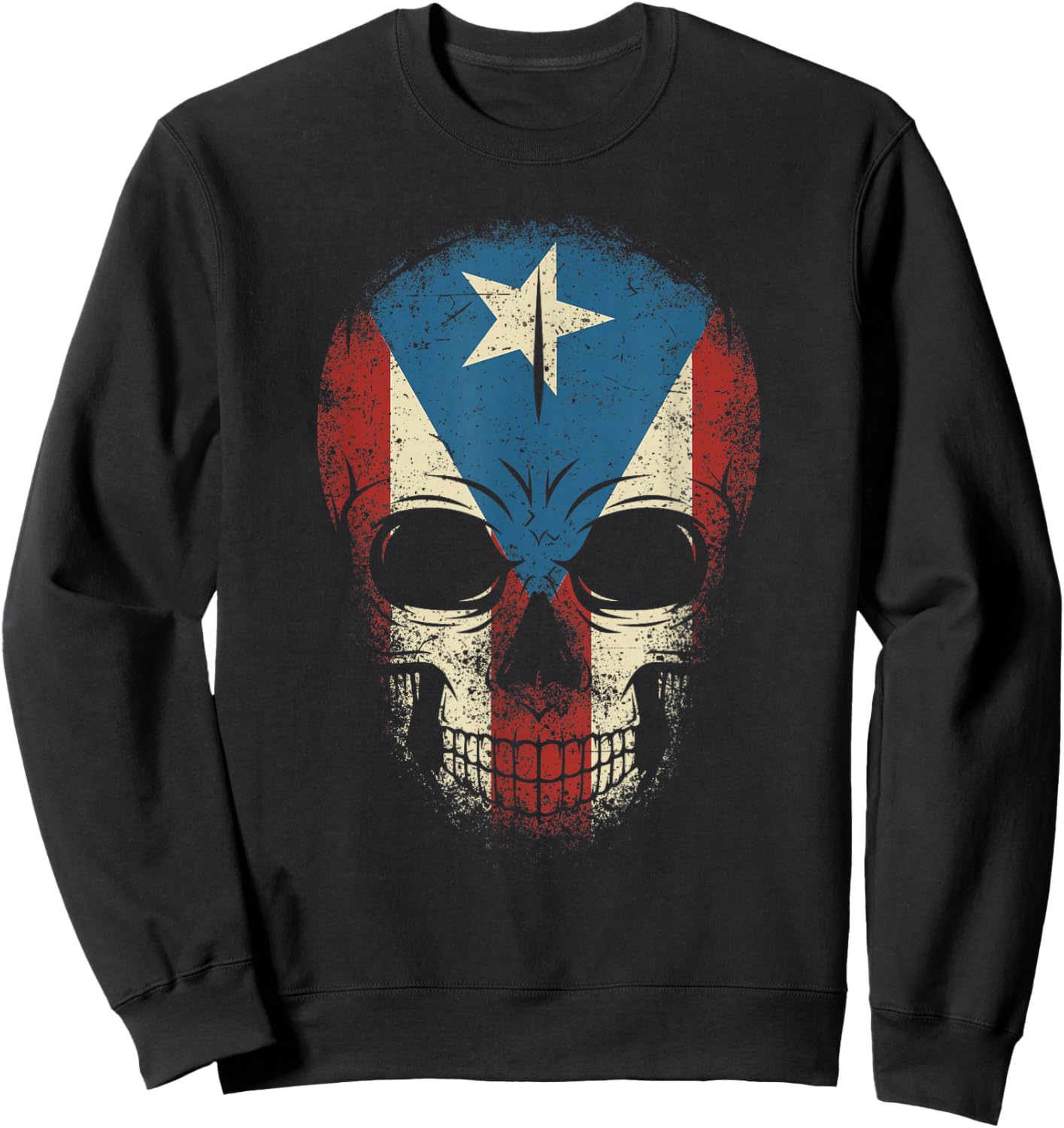 Puerto Rico Skull Shirt Men Boy Papi Pride Puerto Rican Flag Sweatshirt - Sweatshirt | Black