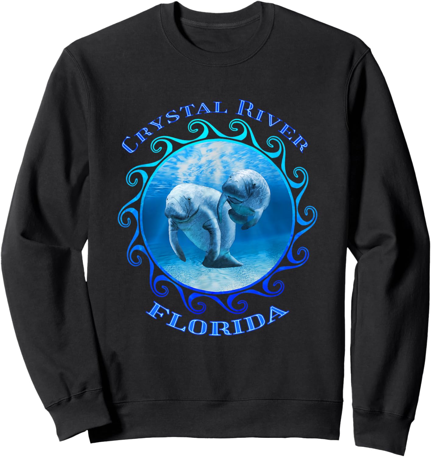 Crystal River Florida Vacation Swimming Manatees Sweatshirt - Sweatshirt | Black