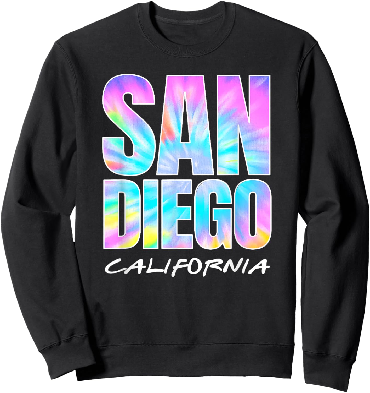 Vintage San Diego Retro Tie Dye Throwback Graphic Souvenir Sweatshirt - Sweatshirt | Black