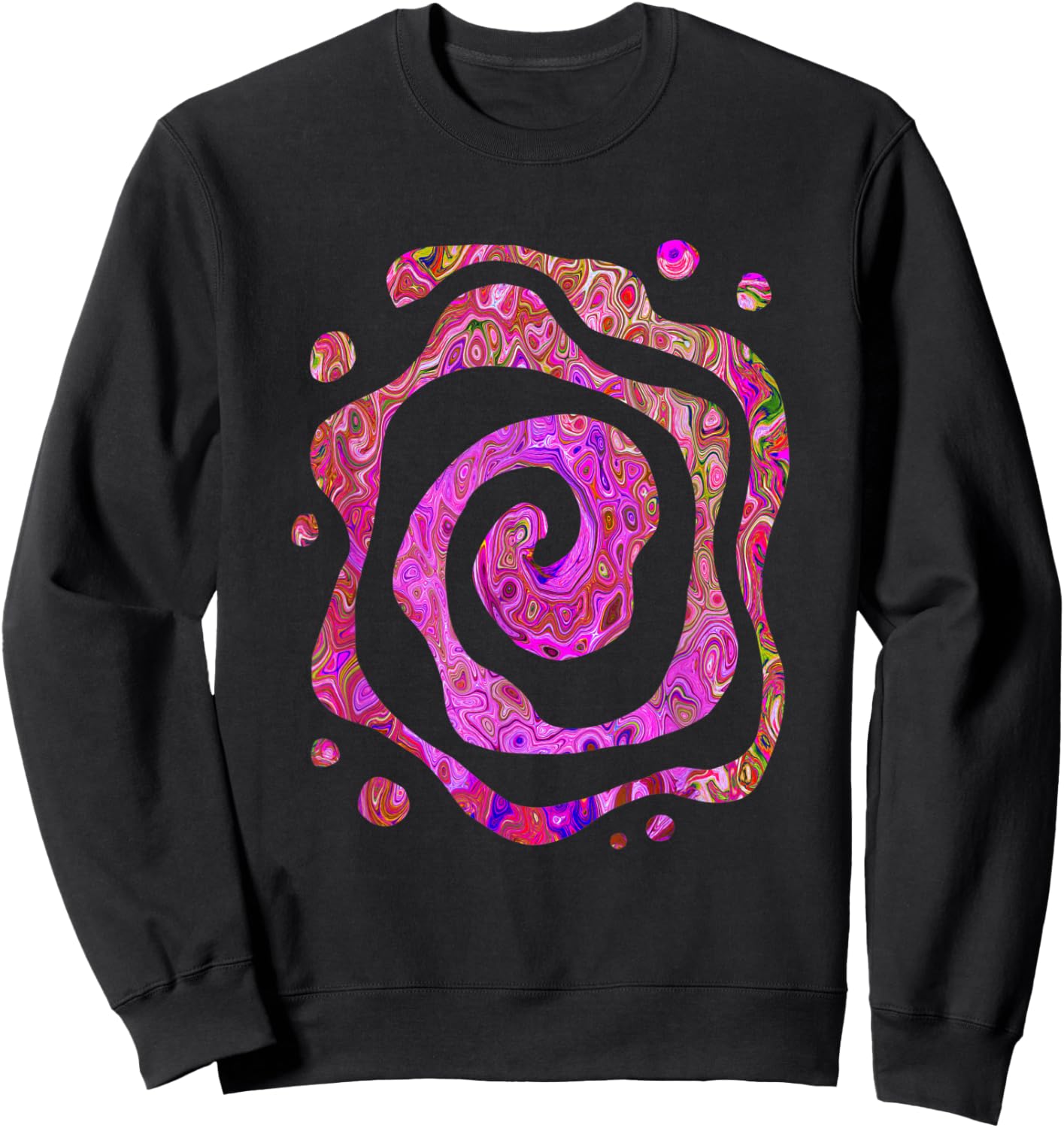 Colorful Hot Pink Abstract Marbled Retro Swirl Sweatshirt - Sweatshirt | Black