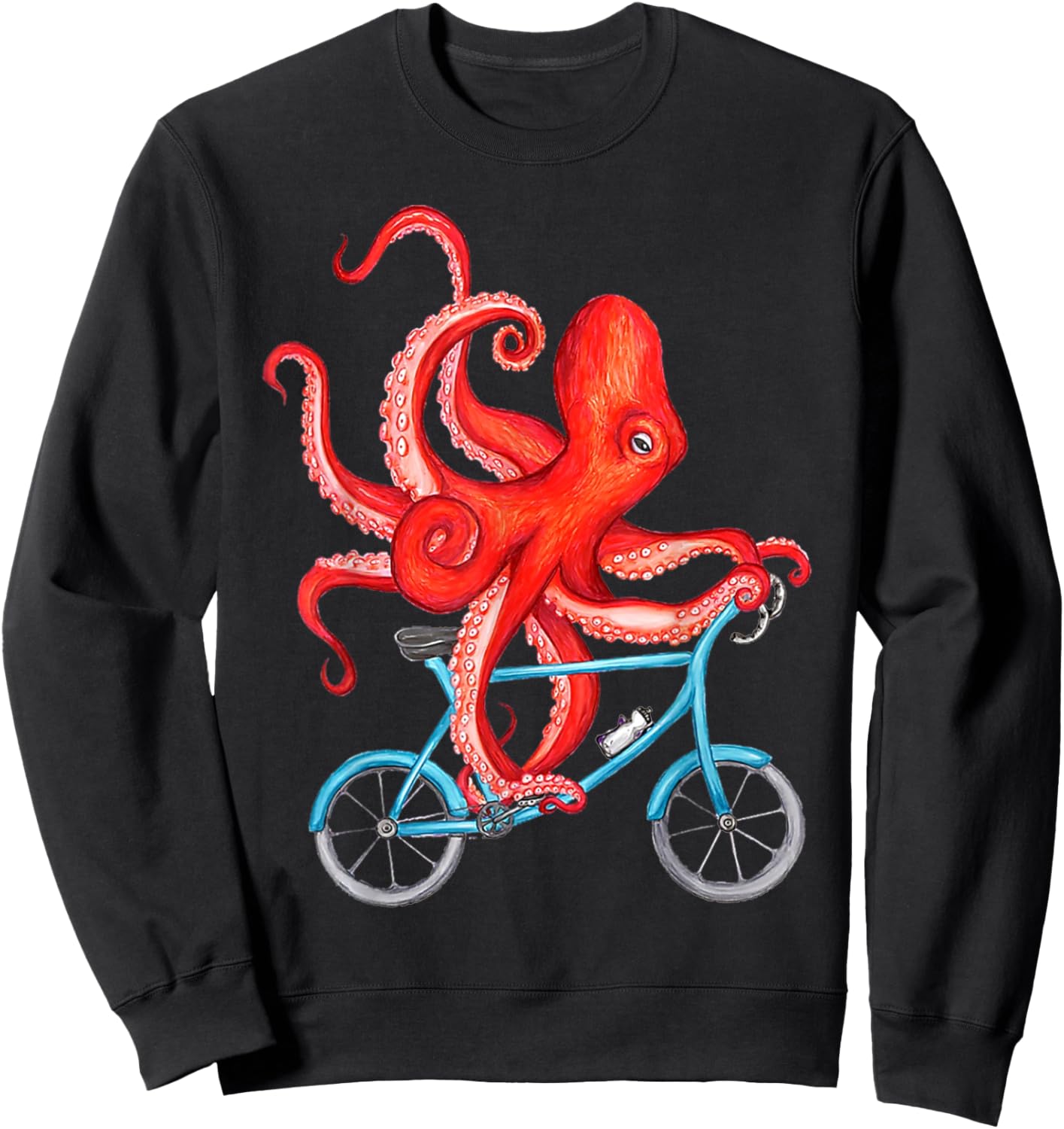 Octopus Bicycle Bike Cycling Beach Ocean Sea Octopus Lover Sweatshirt - Sweatshirt | Black