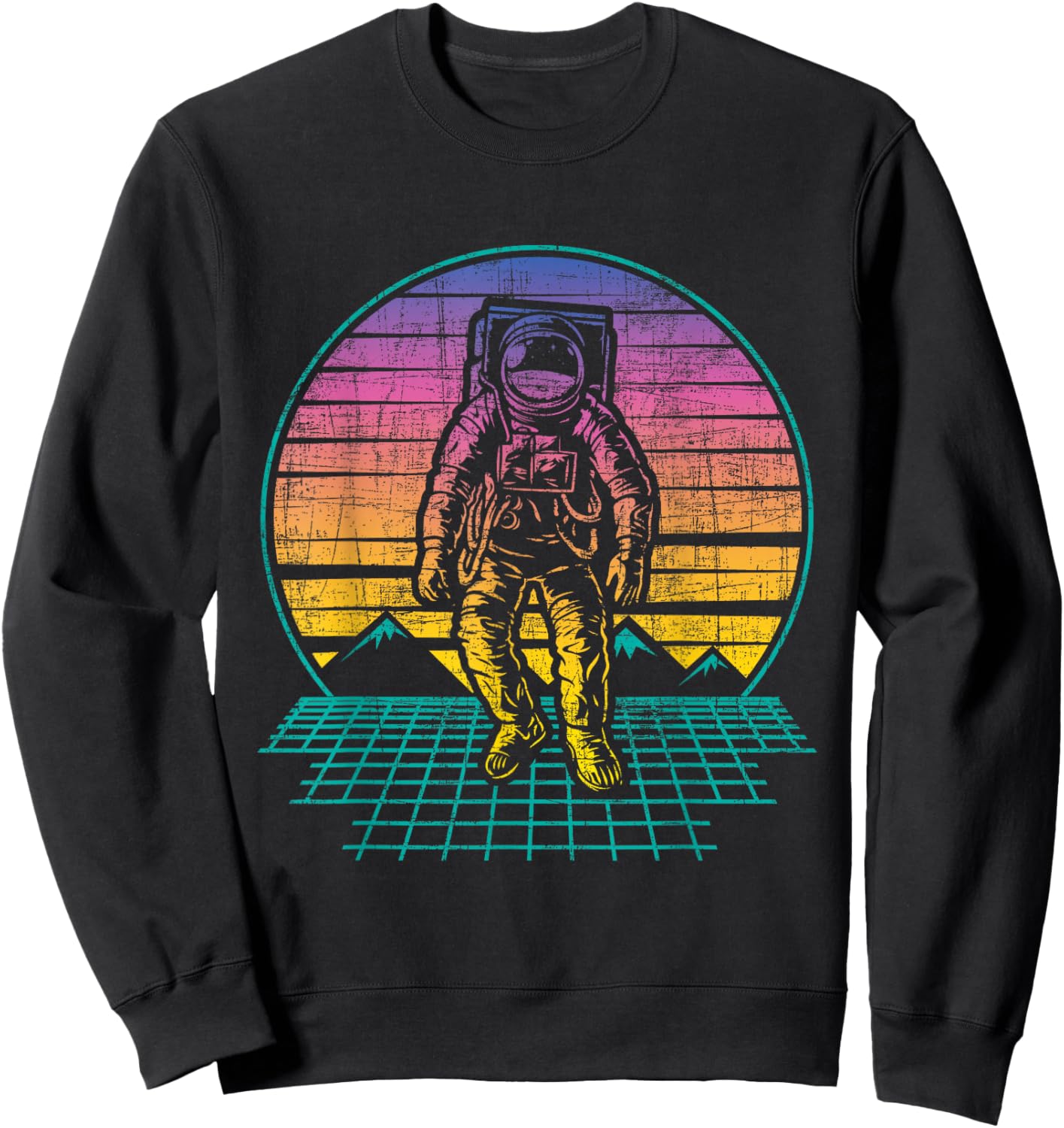 Retro Vintage Astronaut - Spaceman Universe Planets Galaxy Sweatshirt - Sweatshirt | Black