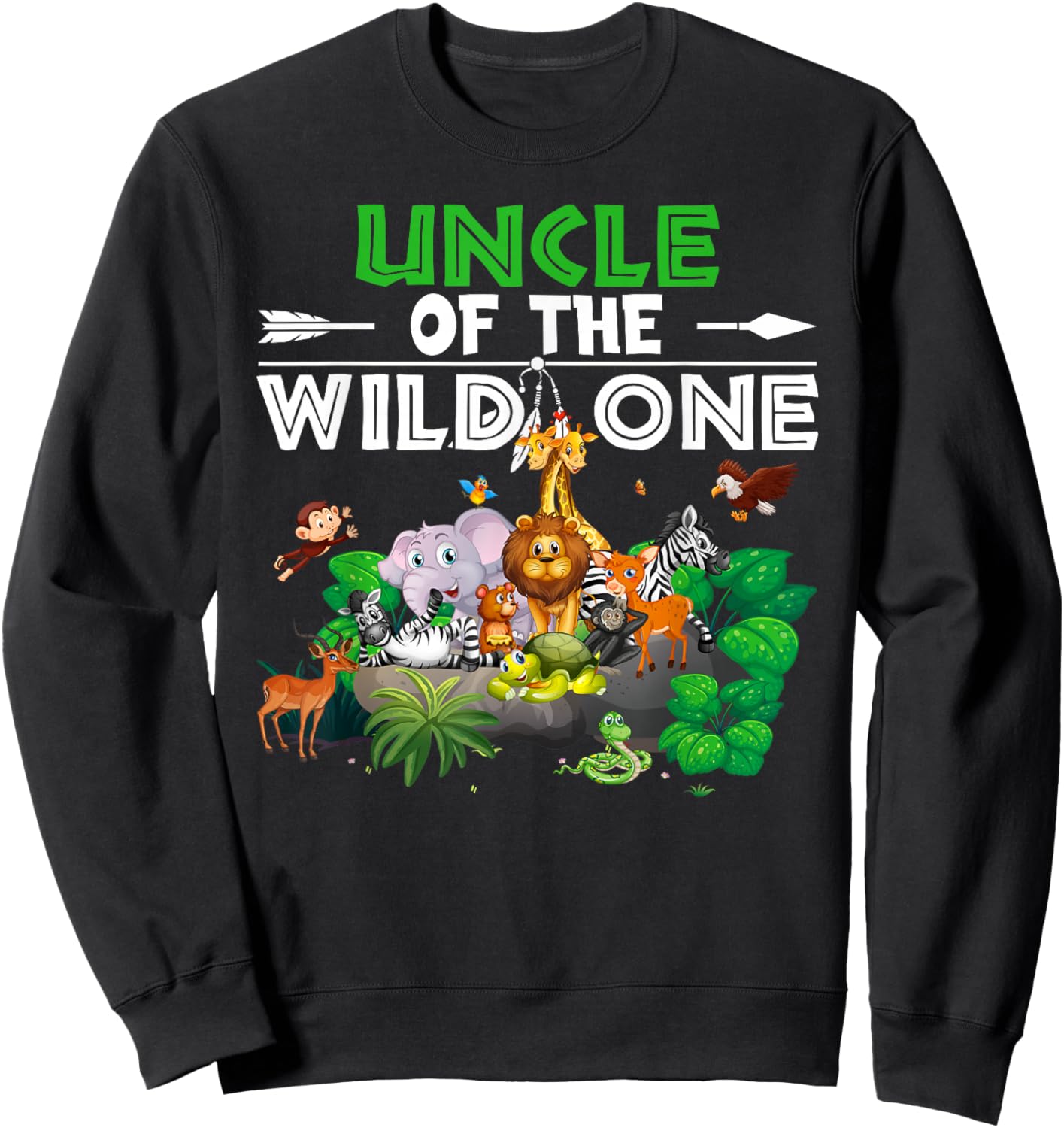 Uncle of the Wild One Animal Zoo Birthday Boy Safari Jungle Sweatshirt - Sweatshirt | Black
