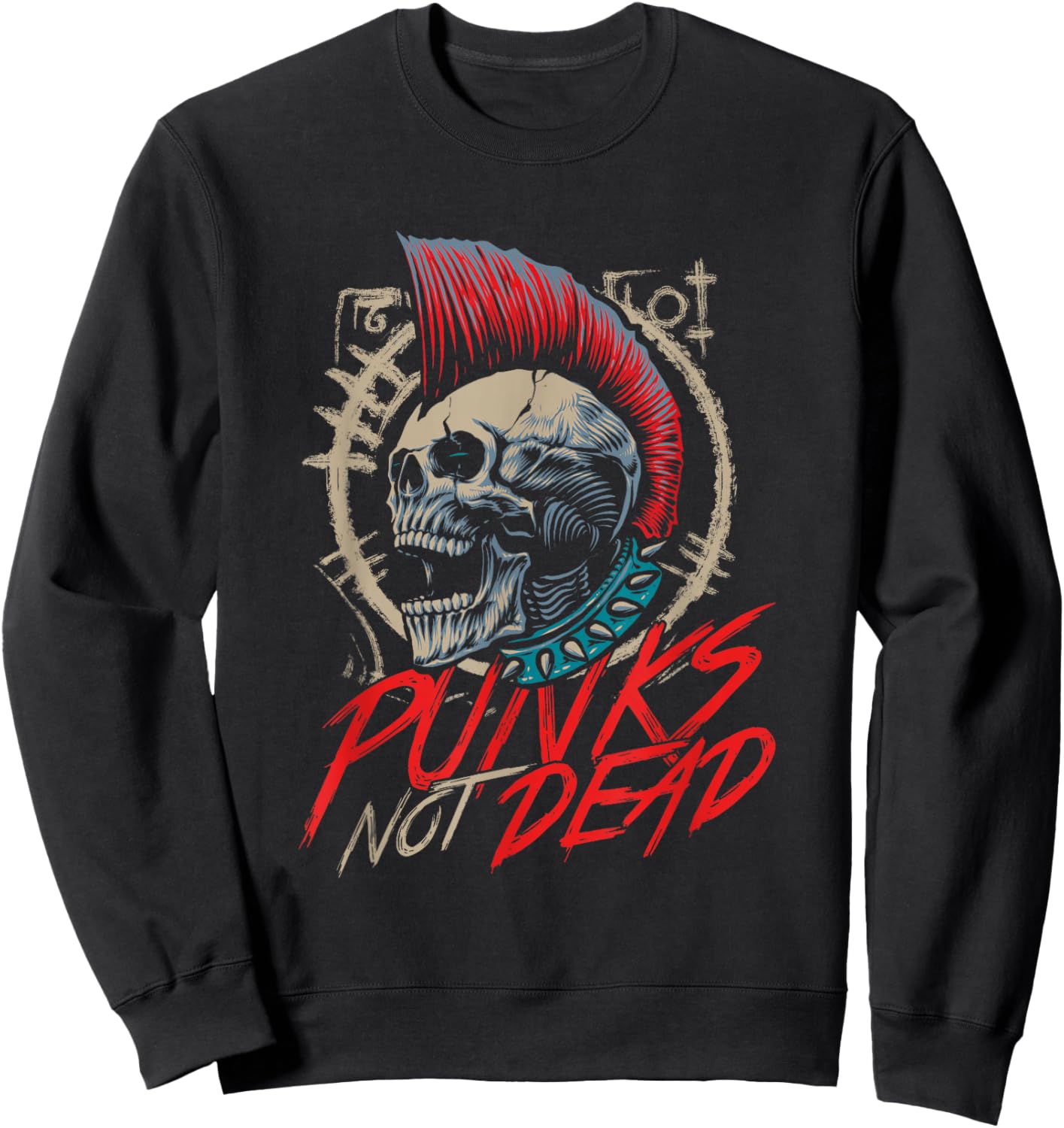 Punks Not Dead | Rocker Punker | Punk Rock Music Sweatshirt - Sweatshirt | Black