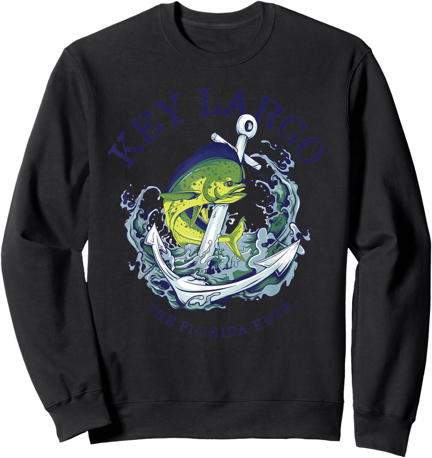 Vintage Mahi Mahi Key Largo Florida Sweatshirt - Sweatshirt | Black