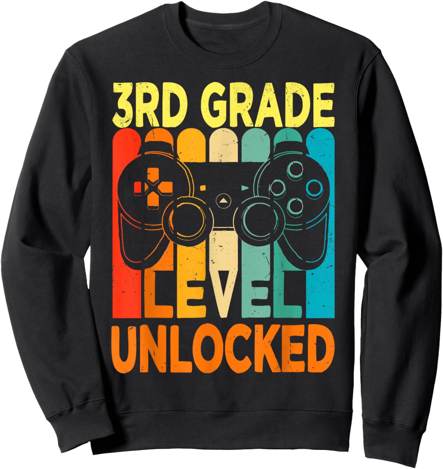Hello 3rd Grade Level Unlocked Video Game Back to School Boy Sweatshirt - Sweatshirt | Black