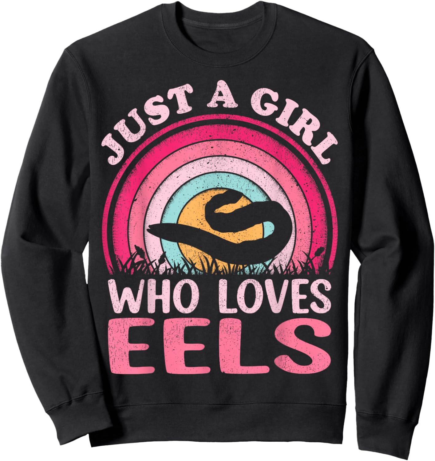 Eel Fish Vintage Retro Just A Girl Who Loves Eels Sweatshirt - Sweatshirt | Black