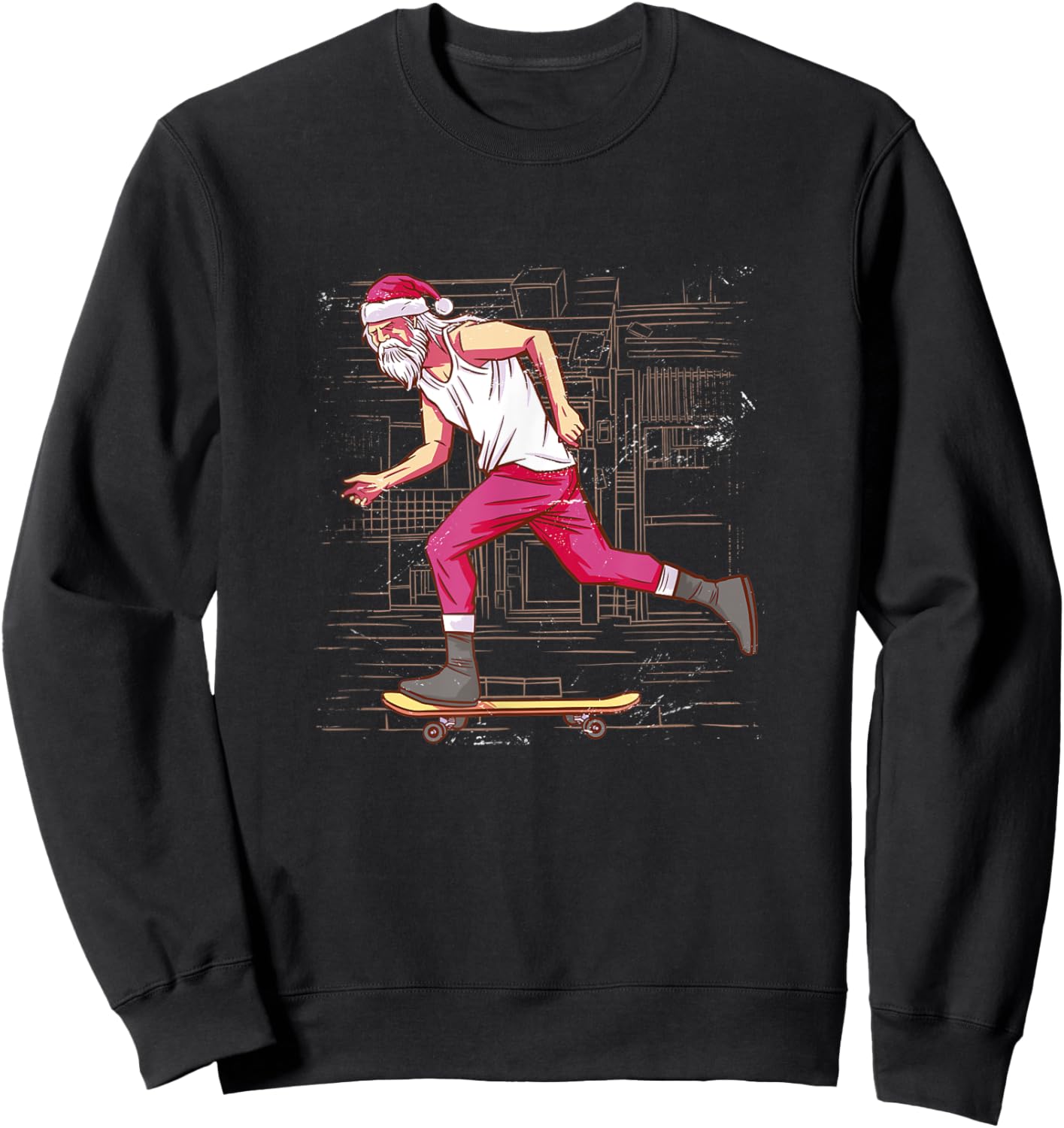 Skateboarding Santa Christmas Skateboard Holidays Sport Sweatshirt - Sweatshirt | Black