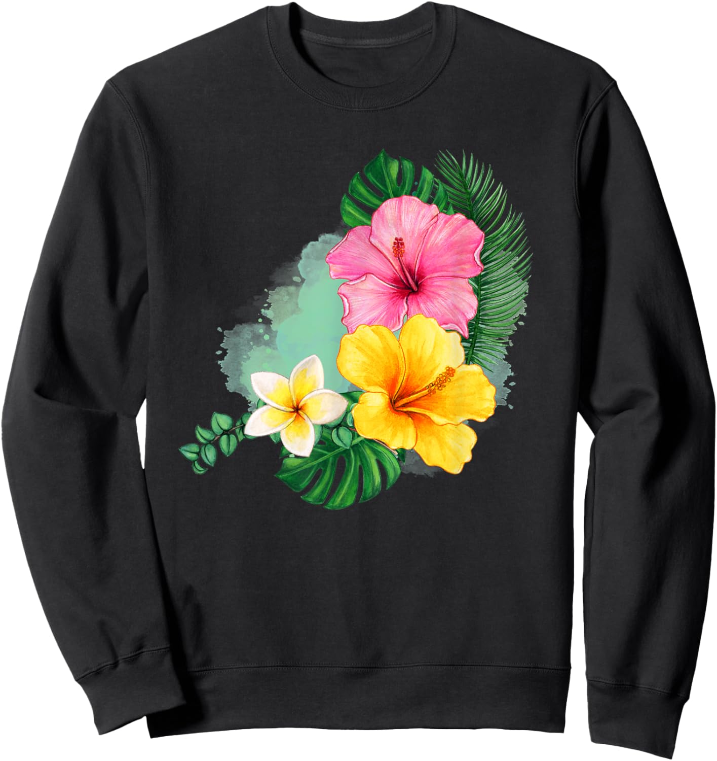 Tropical Flower Hibiscus Plumeria Design for Gardener Sweatshirt - Sweatshirt | Black