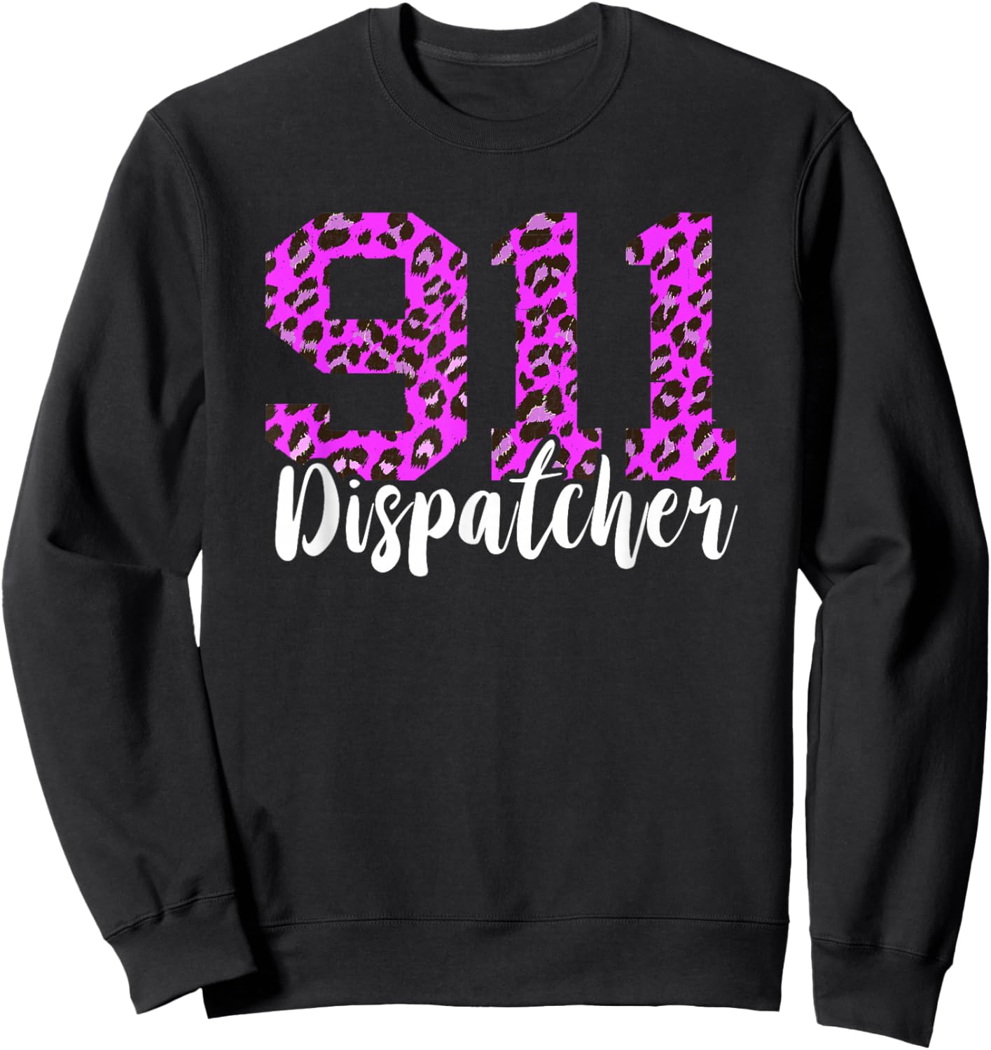 Dispatcher 911 Dispatch Thin Yellow Line Purple Leopard Sweatshirt - Sweatshirt | Black