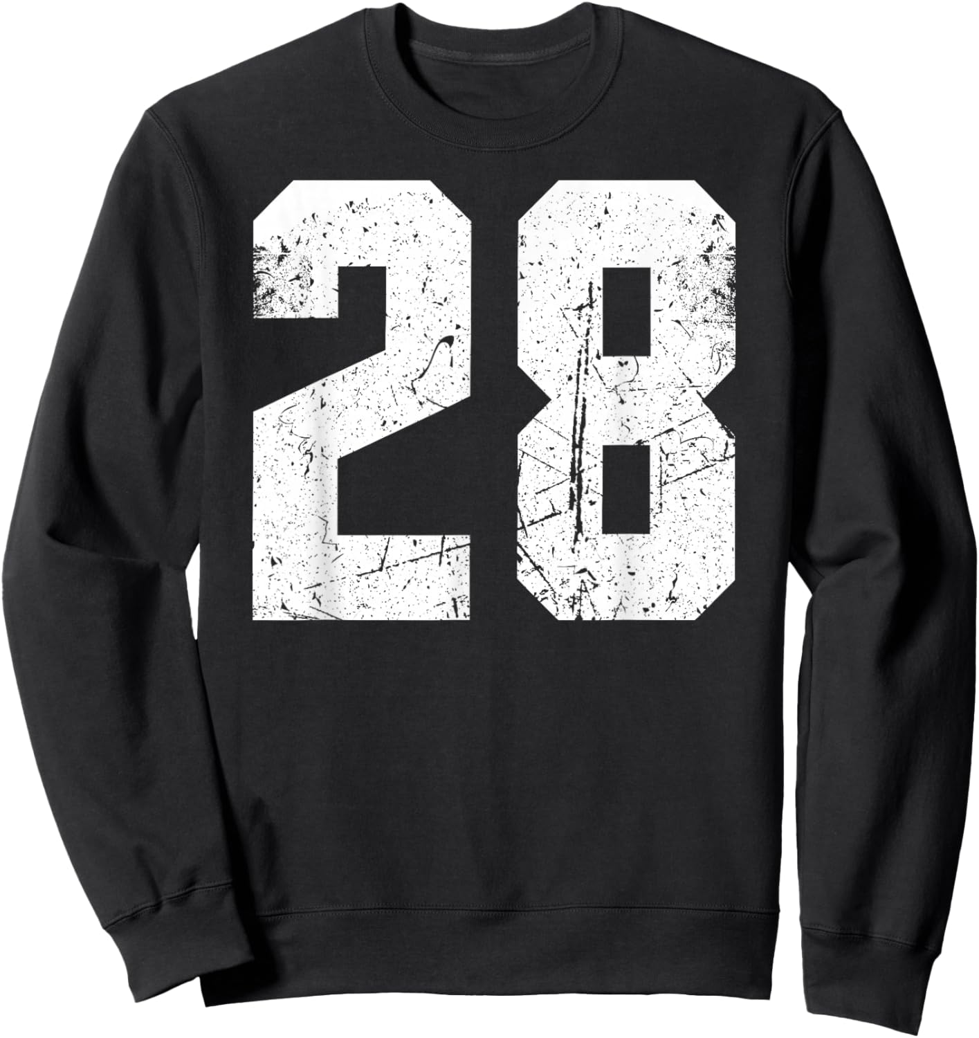 Vintage Number #28 White Sports Team Varsity Number Sweatshirt - Sweatshirt | Black