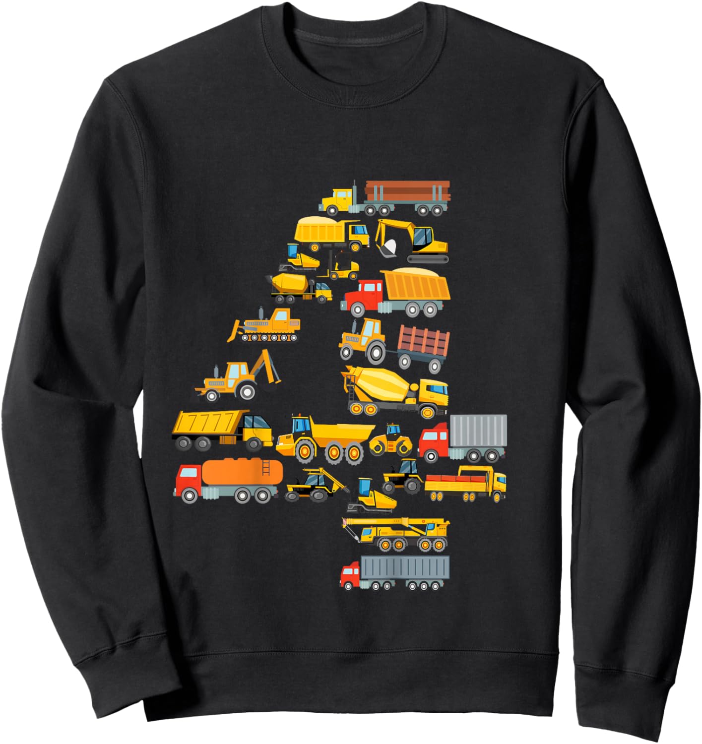 4th Birthday Boy Construction Excavator Vehicles 4 Years Sweatshirt - Sweatshirt | Black