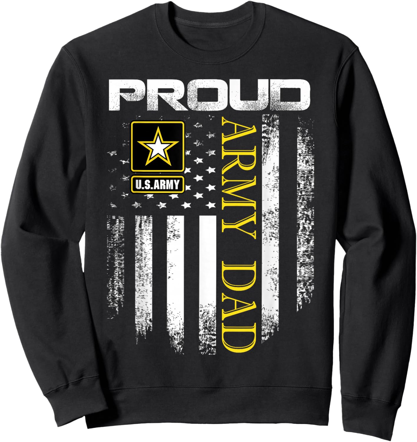 Vintage Proud Army Dad with American Flag Gift Sweatshirt - Sweatshirt | Black