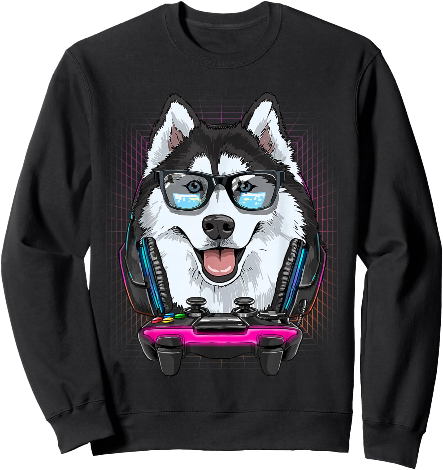 Siberian Husky Dog Gamer Computer Video Gamer Husky Lover Sweatshirt - Sweatshirt | Black