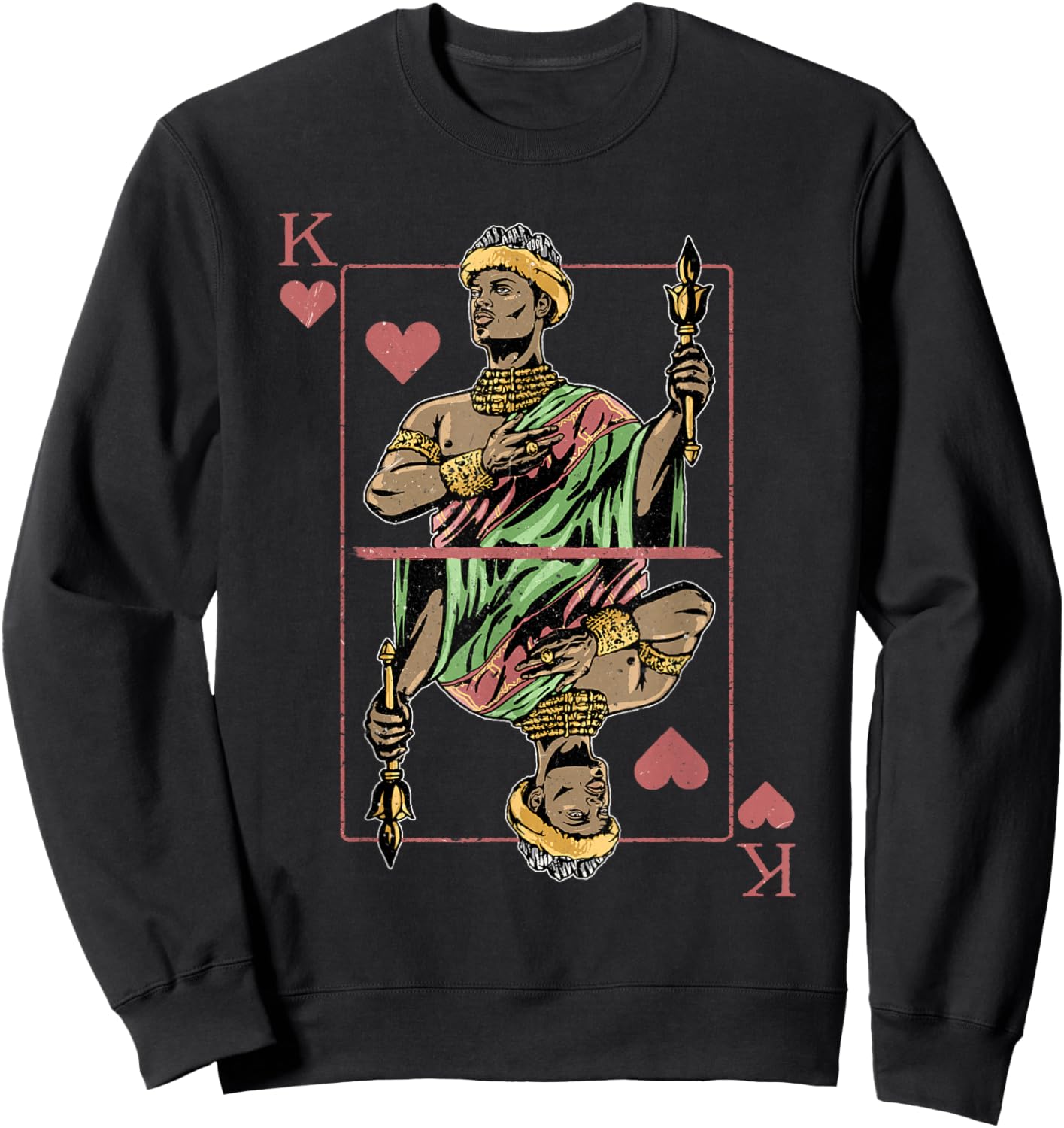 African King Card Hearts Black Pride Couple Matching Sweatshirt - Sweatshirt | Black