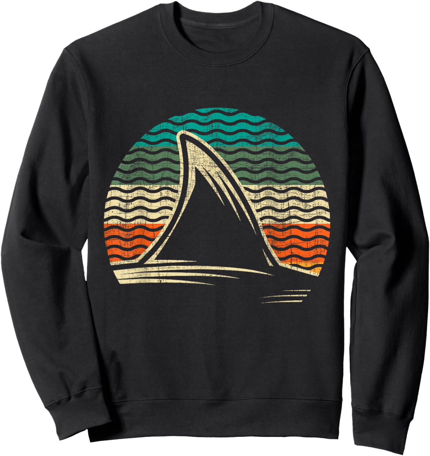 Retro Shark Tail - Marine Biologist Shark Lovers Wildlife Sweatshirt - Sweatshirt | Black