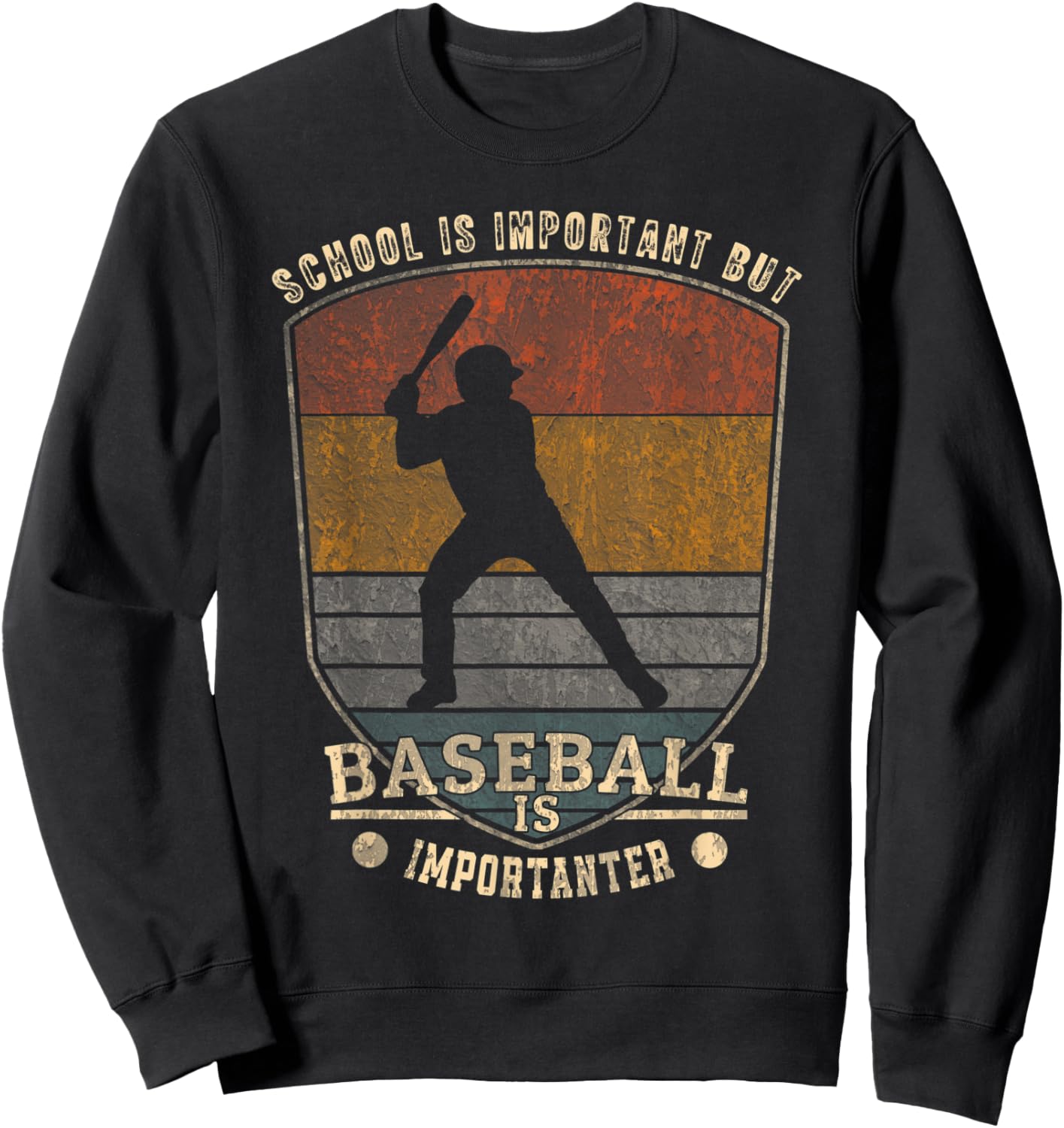 Retro School Is Important But Baseball Is Importanter Men Sweatshirt - Sweatshirt | Black