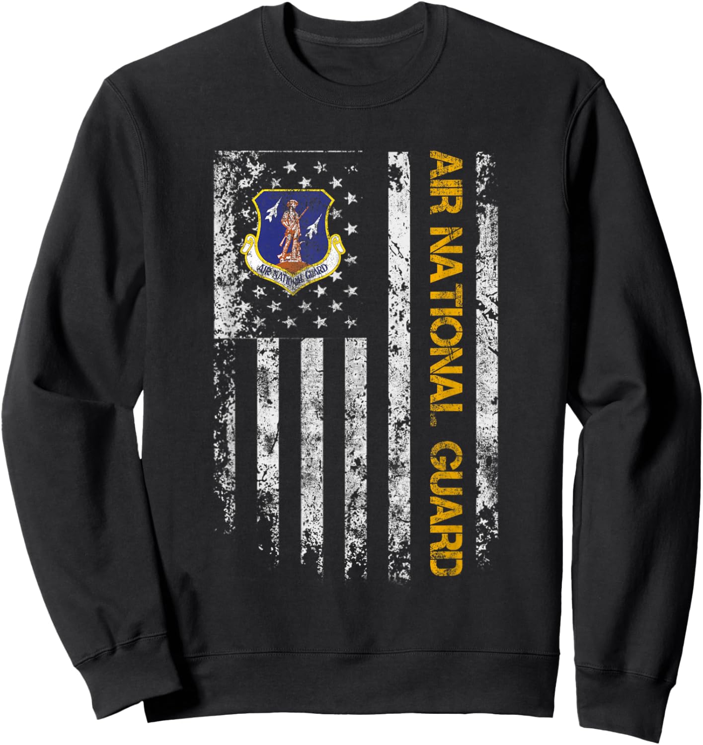 U.S Army Air National Guard Veteran Retired Military Vintage Sweatshirt - Sweatshirt | Black