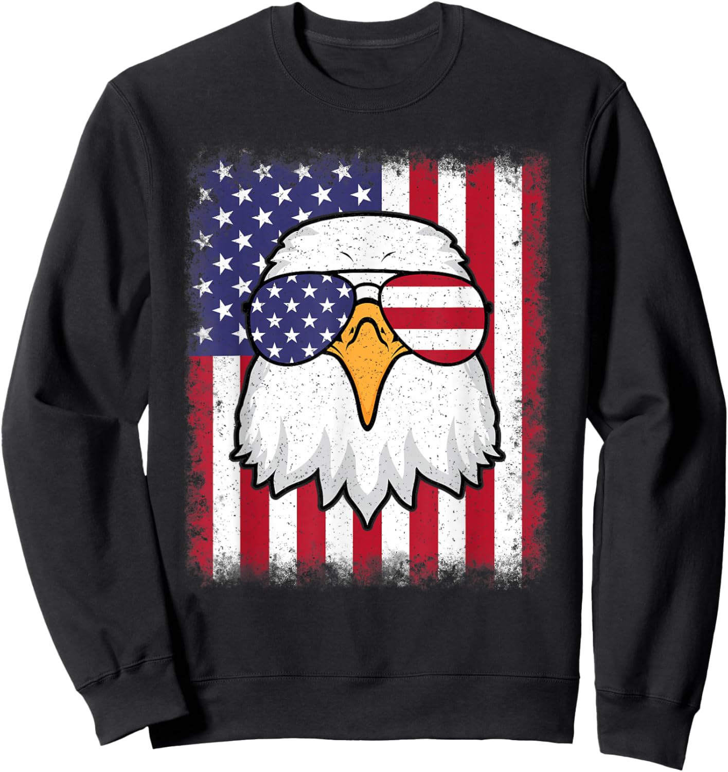 Funny 4th Of July Eagle American Flag Patriotic USA Men Boys Sweatshirt - Sweatshirt | Black