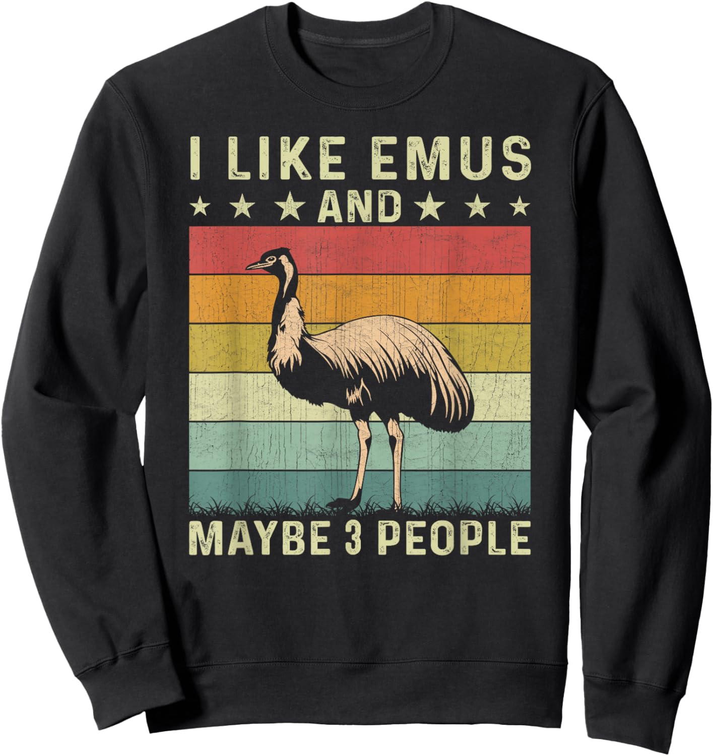 I Like Emus and Maybe 3 People Retro 60s 70s Emu Sweatshirt - Sweatshirt | Black
