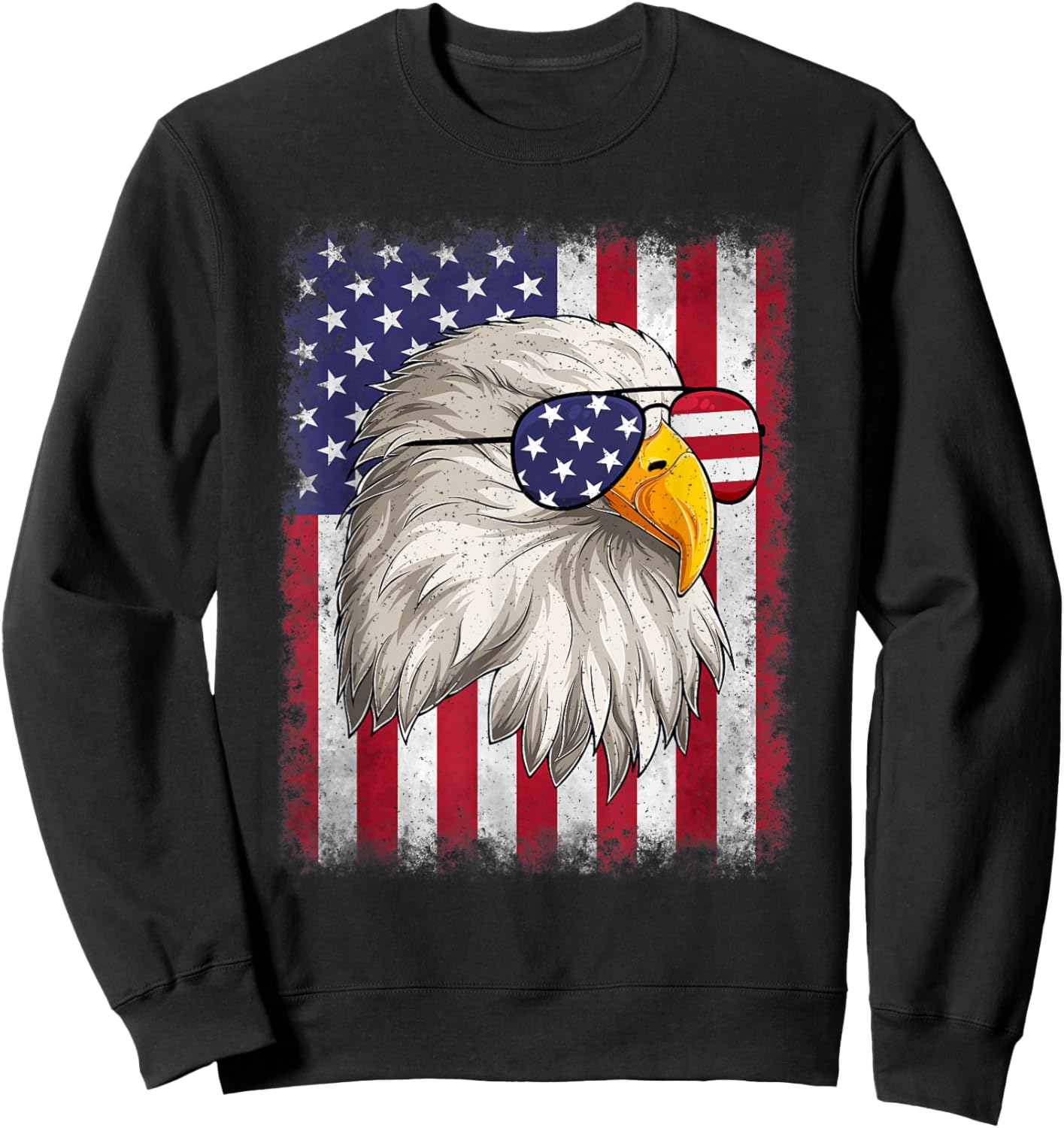 Funny 4th Of July USA Flag American Patriotic Eagle Men Boys Sweatshirt - Sweatshirt | Black