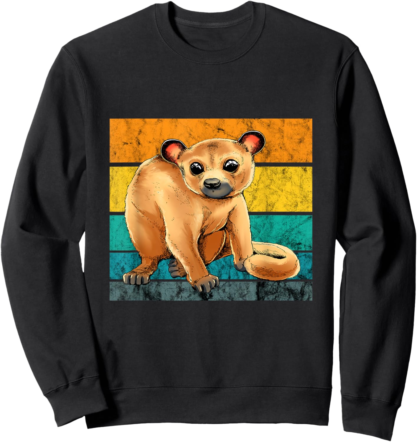Kinkajou Retro Vintage Honey Bear Animal Kinkajou Lover Sweatshirt - Sweatshirt | Black