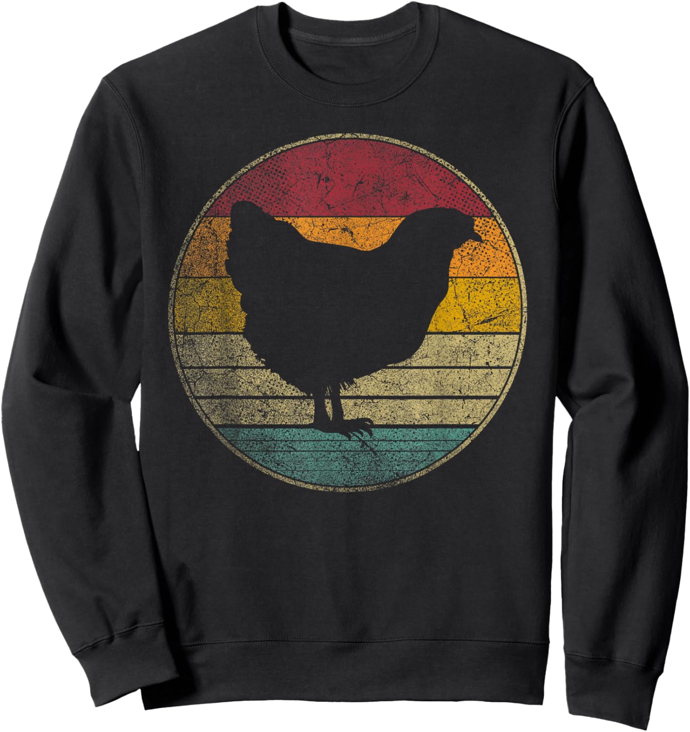 Chicken Hen Bird Farm Vintage Distressed Retro 70s 80s Gift Sweatshirt - Sweatshirt | Black