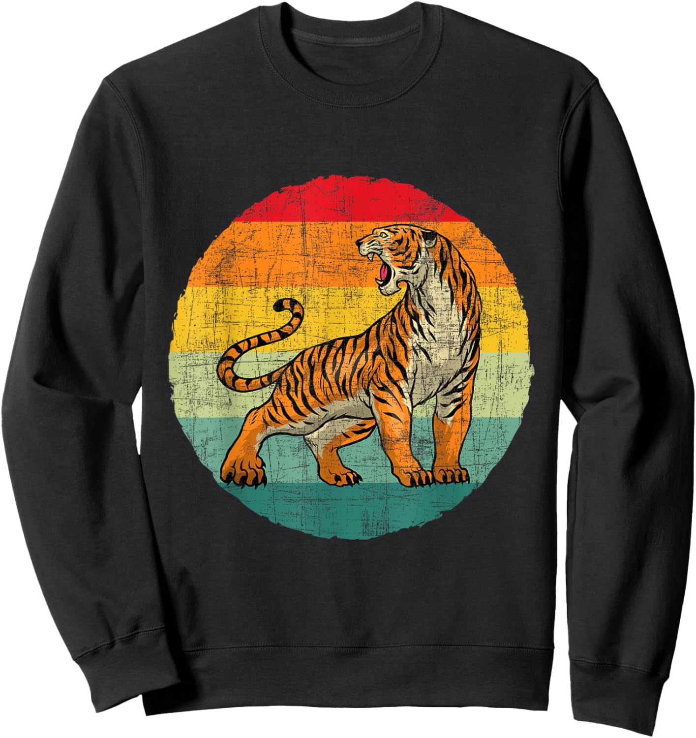 Retro Vintage Tiger - Zoologist Zookeeper Zoo Safari Lover Sweatshirt - Sweatshirt | Black