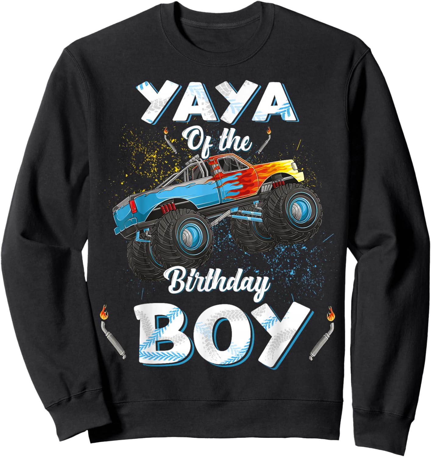 Yaya Of The Birthday Boy Monster Truck Bday Women Grandma Sweatshirt - Sweatshirt | Black