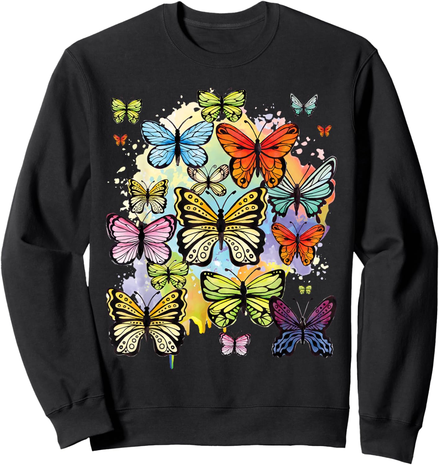 Rainbow Butterflies - Butterfly Lover Entomologist Gardener Sweatshirt - Sweatshirt | Black