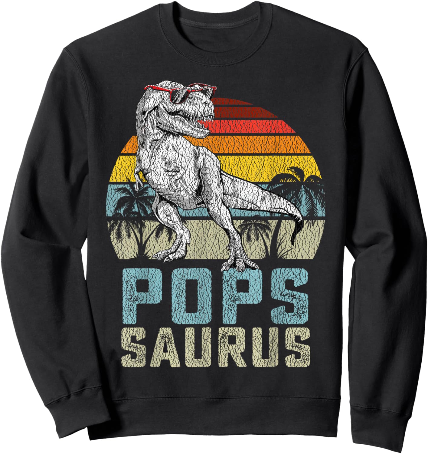 Popssaurus T Rex Dinosaur Pops Saurus Family Matching Sweatshirt - Sweatshirt | Black