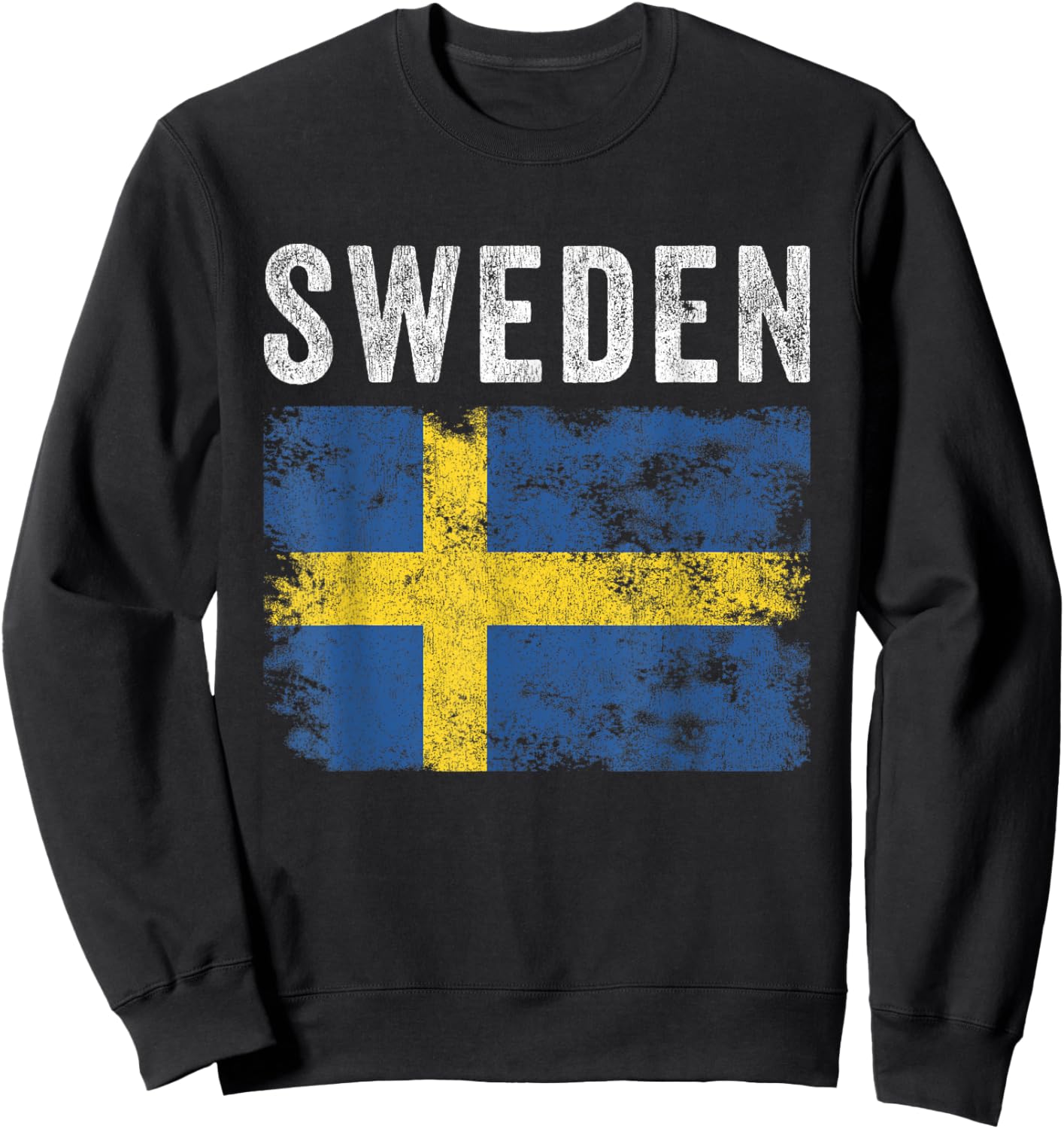 Sweden Flag Distressed - Men Women Kids - Swedish Flag Sweatshirt - Sweatshirt | Black