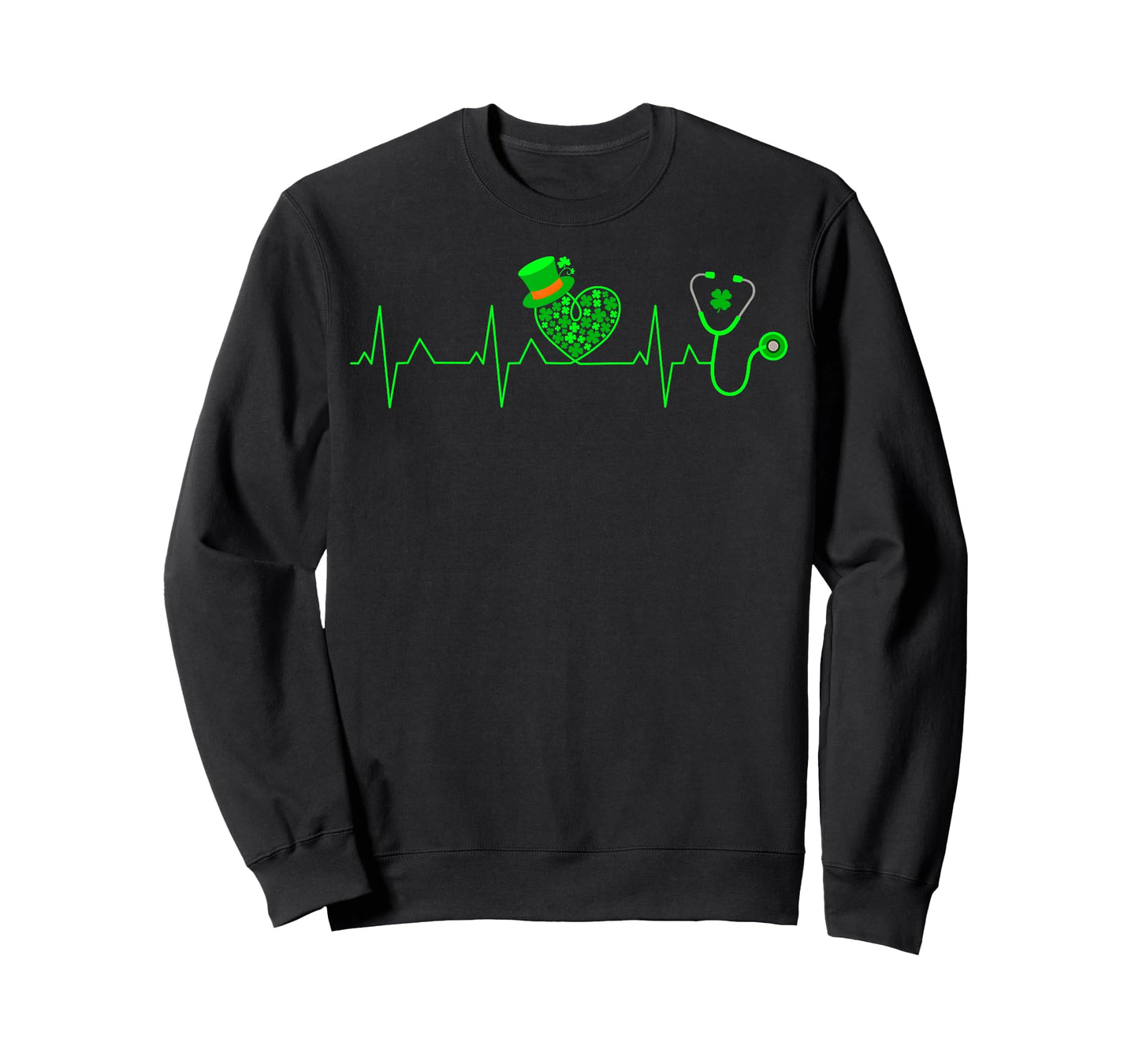 Shamrock Heartbeat Stethoscope Scrub Nurse St Patricks Day T-Shirt