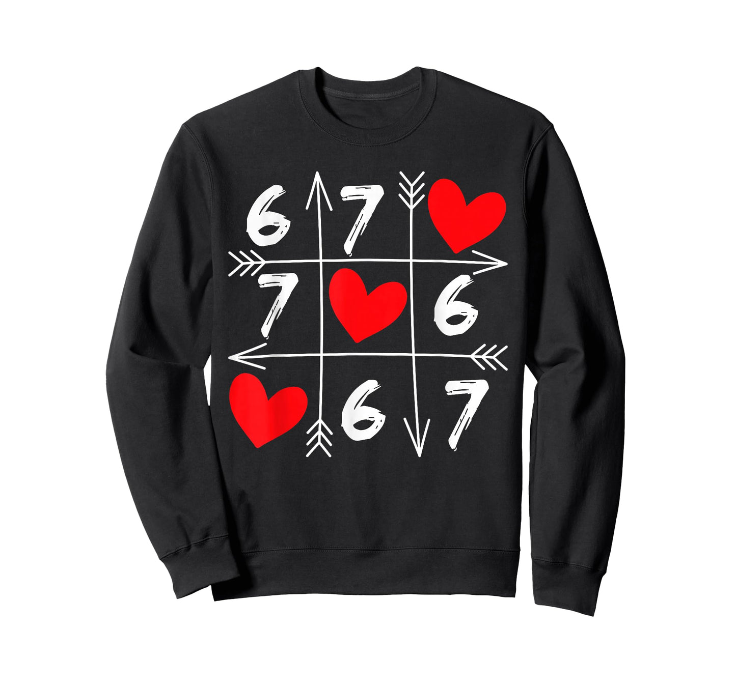Six Seven 67 Meme 6 7 Valentines Day Heart Men Women Kids T-Shirt