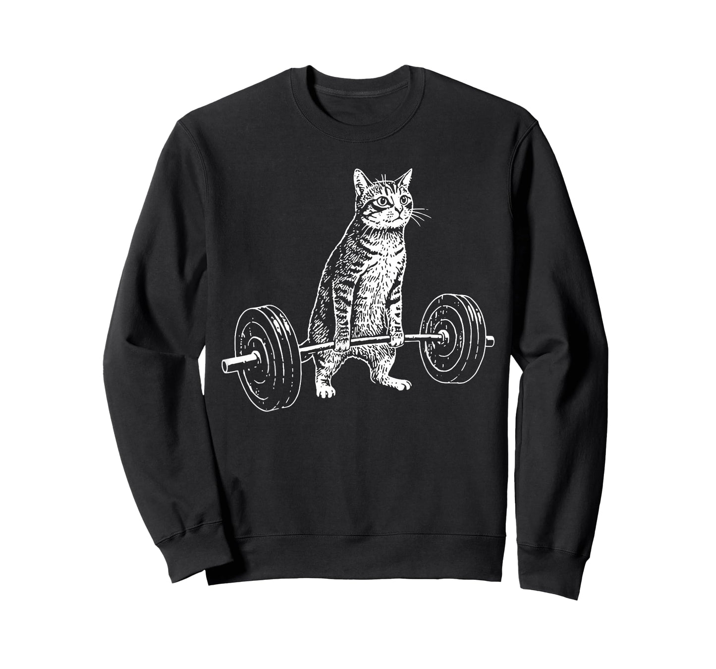 Cat Lifting Barbell Funny Fitness Workout Humor T-Shirt