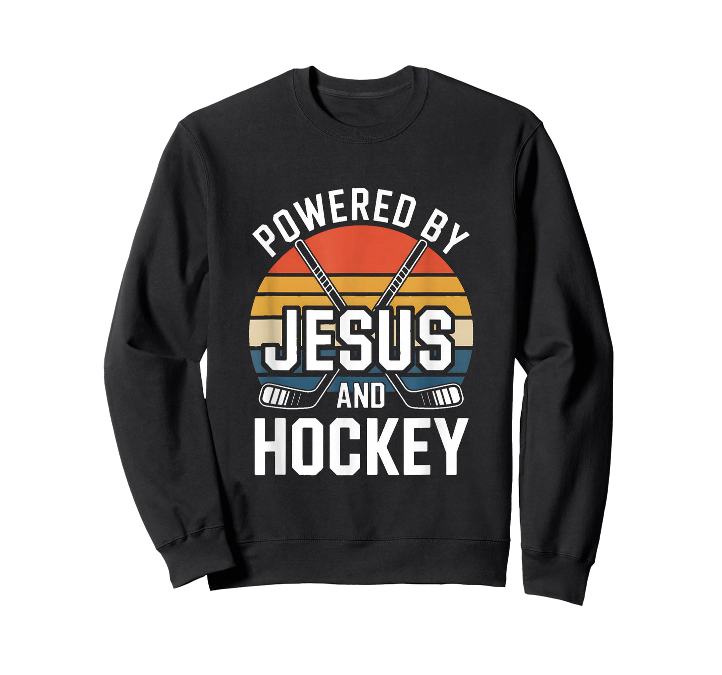 Powered by Jesus and Hockey Christian Ice Hockey T-Shirt